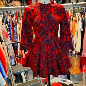 Elegant‎ Red and Black Patterned Dress..